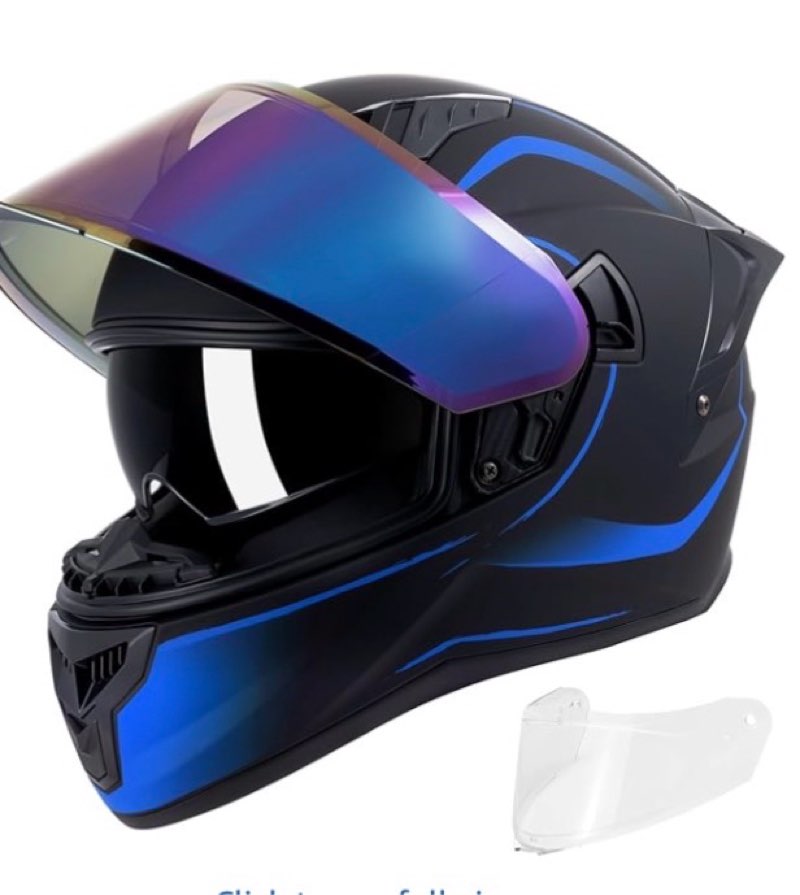Full Face Motorcycle Helmets for Adult Men Women, DOT Approved Street Bike Racing Helmet Dual Visor 