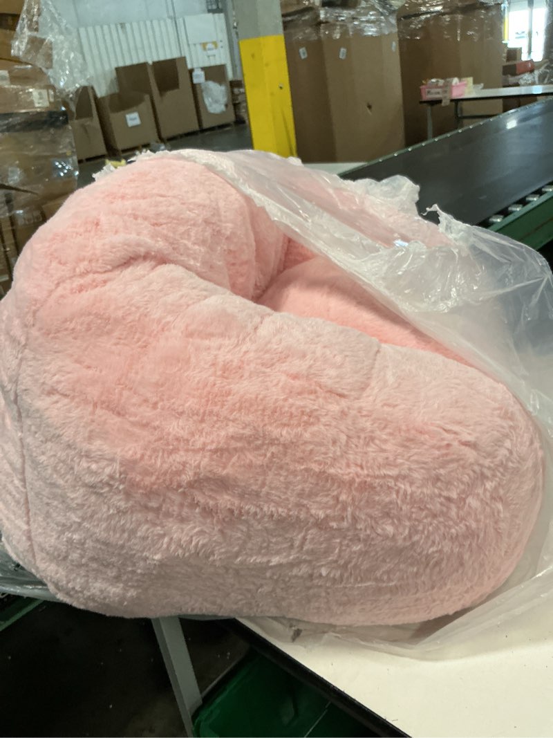 Condition photo showing Good Condition for maxyoyo bean bag chair for kids, shell shaped bean bag couch for boys and girls, toddler chair bean bag sofa for playroom, nursery room, pink standard pink