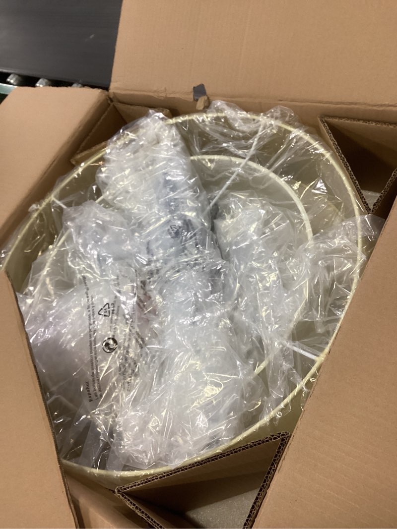 Condition photo showing Good Condition for VONLUCE 3-Light Drum Chandeliers, 20" Pendant Light Fixture with 2-Layer Fabric Shade E26 Bases, Adjustable Swivel Joint Hanging Light Fixture for Bedroom Living Room Kitchen Hallway, Matte Black Black 20inch