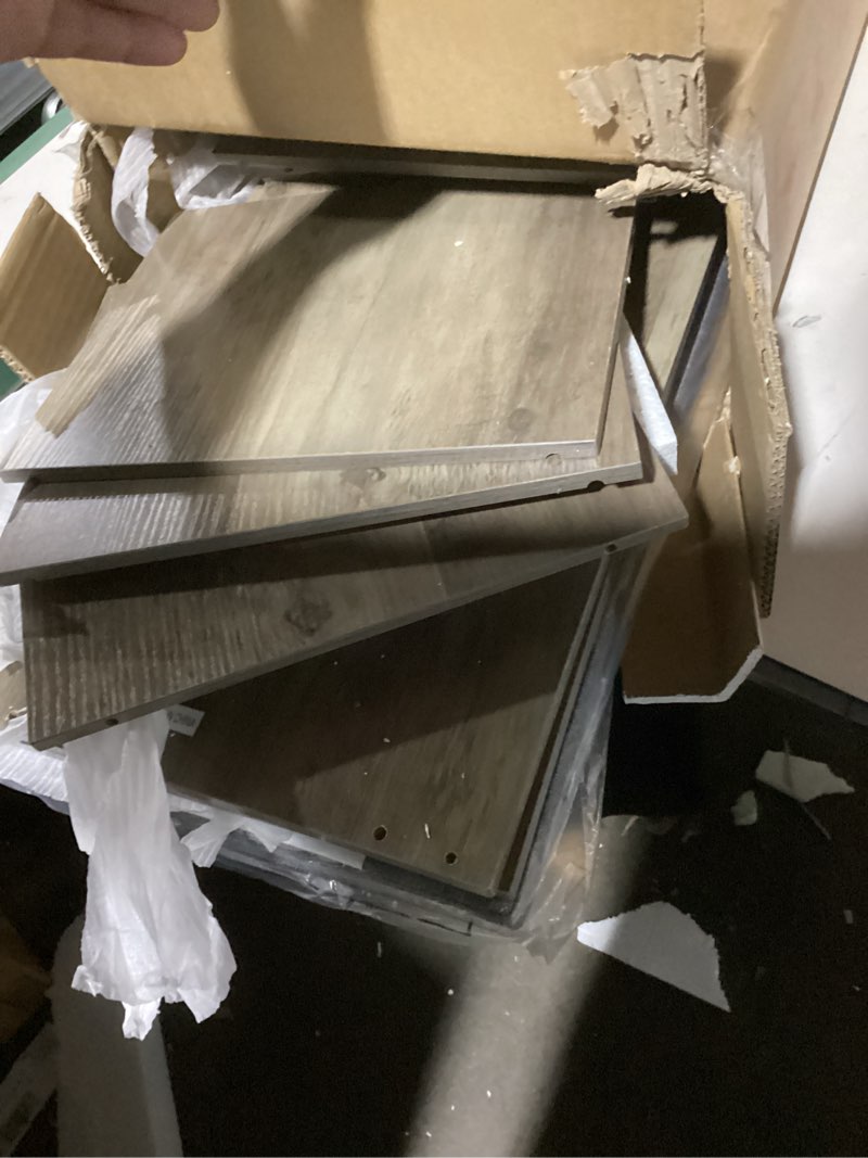 Condition photo showing Good Condition for dinzi lvj shoe storage bench with cushion, 16-cubby shoe rack, adjustable shelves, multifunctional shoe organizer bench for entryway, mudroom, hallway, living room, bedroom and garage, gray wash 16 cubby gray wash