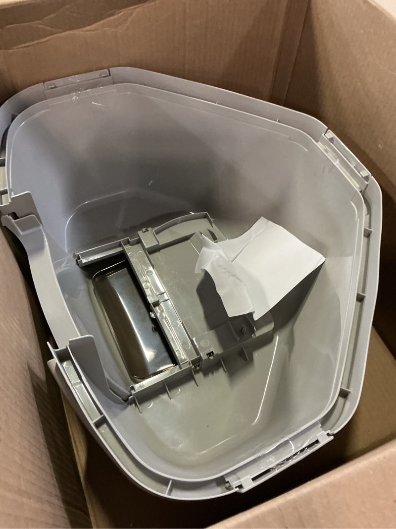 Condition photo showing As Is for iris usa cat litter box - enclosed corner litter box with scoop, hooded litter tray for corners, space-saving covered litter box, odor defensive, gray corner enclosed gray