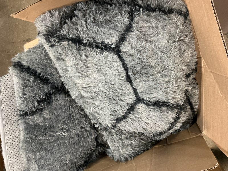 Condition photo showing Good Condition for ONASAR 8x10 Area Rugs for Living Room, Fluffy Grey and Black Bedroom Rug, Washable Geometric Boho Large Soft Plush Shaggy Fuzzy Floor Carpet for Nursery Kids Classroom Playroom Dorm Home Decor 8' x 10' (Rectangular) 1- Grey / Black