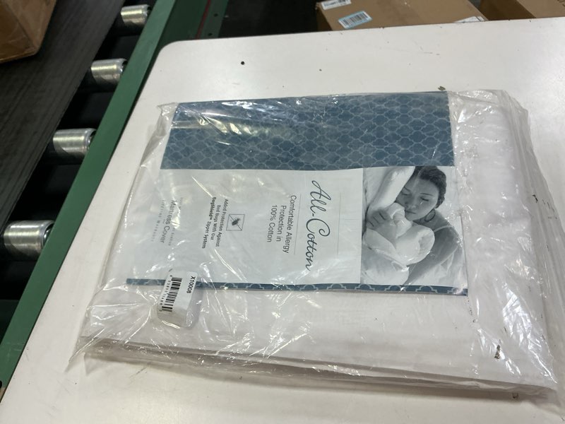 Condition photo showing As Is for National Allergy 100% Cotton Full Mattress Encasement 54x75x12, Hypoallergenic, Dust Proof Zippered 
