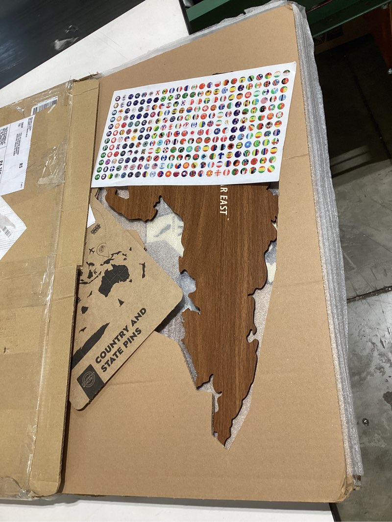 Condition photo showing Good Condition for colorfull worlds, multilayer 3d wooden world map, travel map states and capitals, wall decor for new house, gift for travelers, office decor, birthday present,living room decoration (xl, mixed) 78"l x 41.1"w mixed