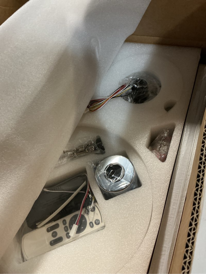 Condition photo showing New/Like New for 52" ceiling fan with light chandelier fan modern dc motor dimmable led fandelier ceiling fan with light for bedroom, living room 52 inch silver