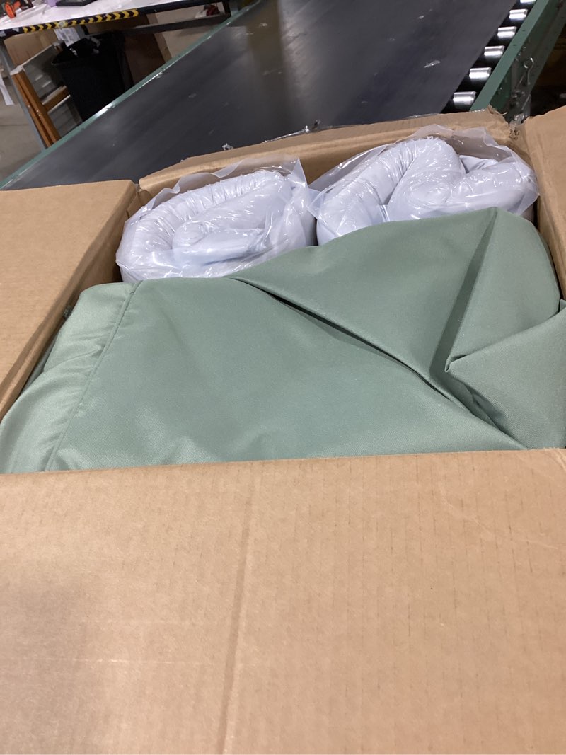 Condition photo showing Good Condition for 22x22 inch patio chair cushions set of 2, outdoor furniture cushions - removable cover, water-repellent, fade-resistant, non-slip bottom & straps, replacement for lawn, porch & deck chair - sage green sage green 2 pack | 22''x22''