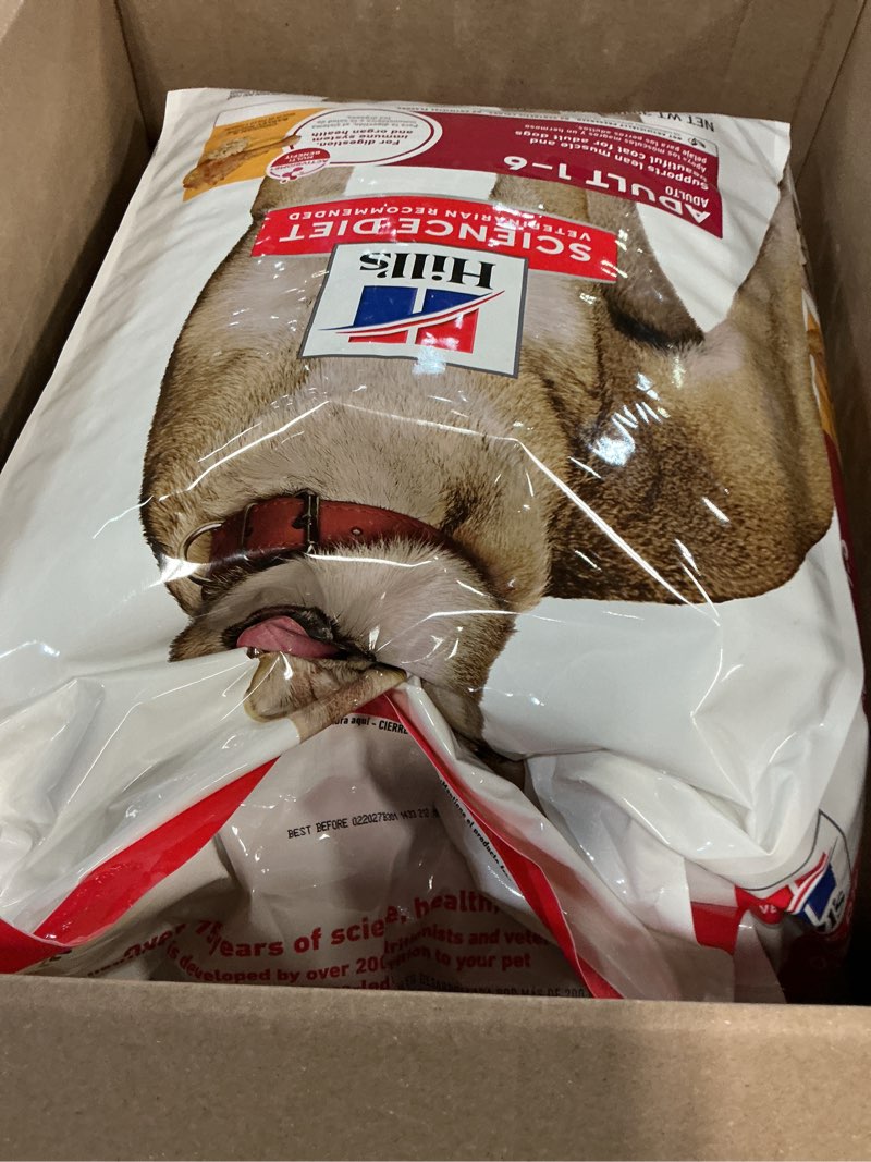 Condition photo showing New/Like New for (best before 02/2027)hill's science diet adult 1-6 dry dog food, chicken & barley, 35 lb. bag chicken & barley 35 pound (pack of 1)