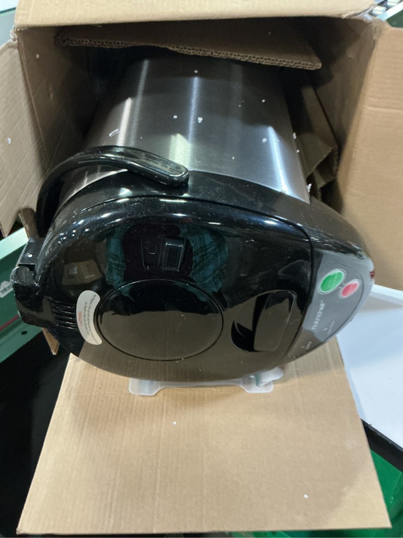 Condition photo showing As Is for nutrichef 5.2 qt electric water kettle, portable, quick heating, 5 liter digital kettle with 5 temperature settings, safety lock, stainless steel, 3 dispensing options, 8.46" x 11.2" x 16.5" 5.3 quarts