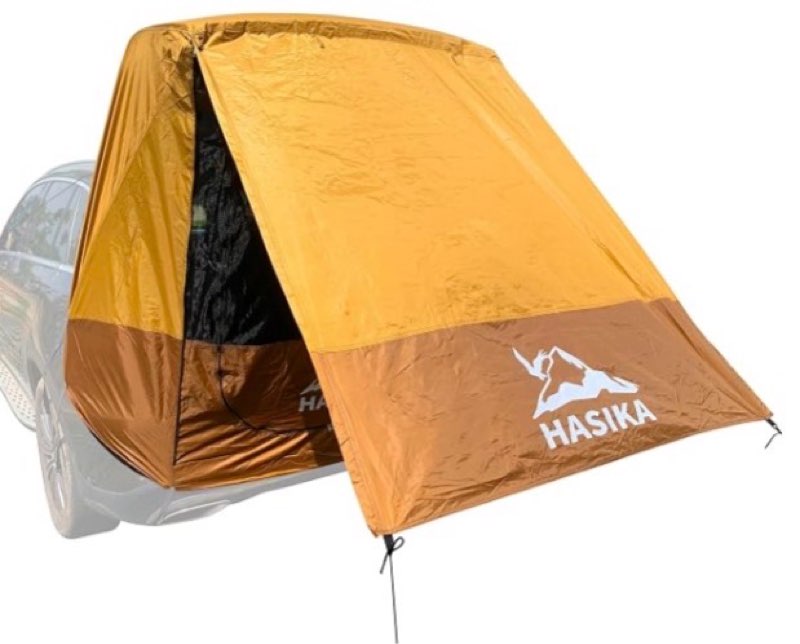 Condition photo showing Good Condition for  hasika suv tailgate tent, 2-person car camping awning | 3000mm waterproof & upf 50+. fits most suv and hatchback. 2-min setup road trip essentials for couples and pets yellow yellow small