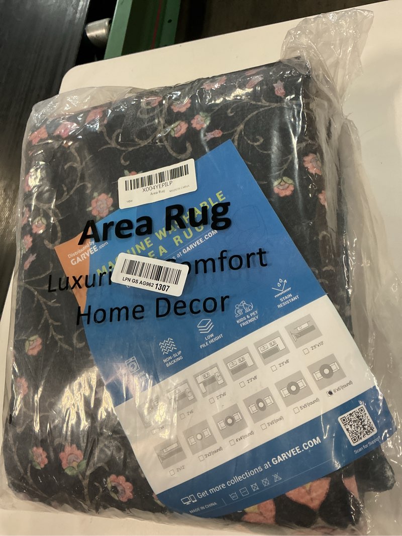 Condition photo showing Good Condition for garveehome boho 2x6 runner rug for hallways non slip, vintage botanical kitchen rugs washable area rug for entryway stain resistant, low pile soft runner black carpet for bedroom floor laundry room black 2' x 6' (rectangular)