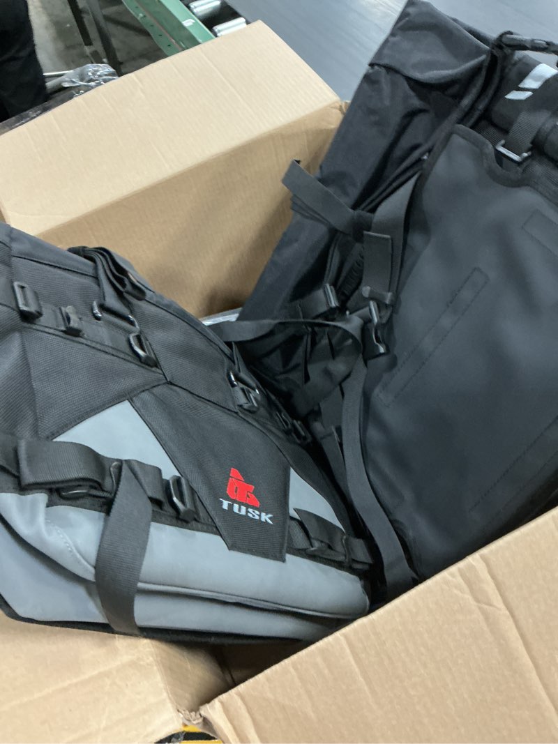 Condition photo showing Good Condition for tusk pilot pannier bags black/grey | durable soft saddlebags with roll?top closure, waterproof liners and reflective accents | adventure motorcycle storage