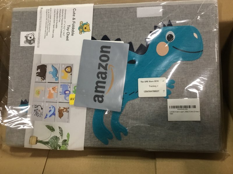 Condition photo showing Good Condition for CLCROBD Foldable Large Kids Toy Chest with Flip-Top Lid, Collapsible Fabric Animal Toy Storage Organizer/Bin/Box/Basket/Trunk for Toddler, Children and Baby Nursery (Dinosaur)