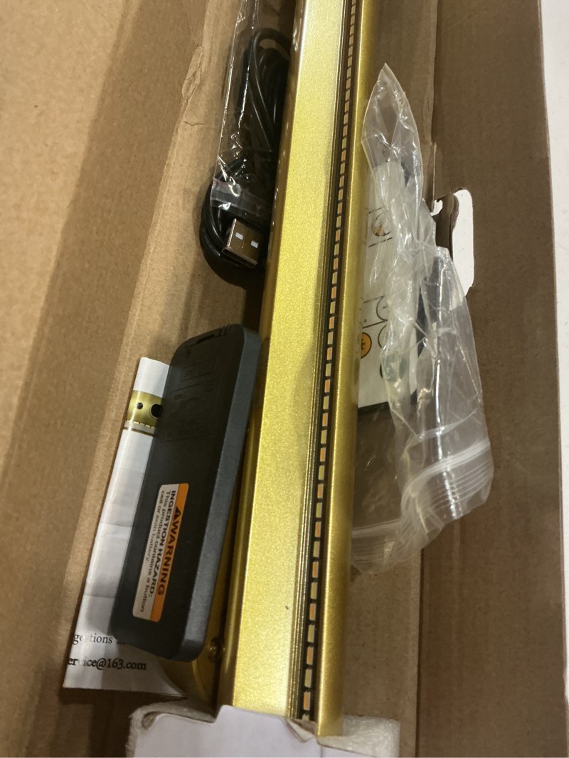 Condition photo showing New/Like New for rechargeable magnetic led light bar with remote, under cabinet lighting wireless, battery powered operated wall strip lights, dimmable desk lamp for picture mirror closet room – gold gold without motion sensor