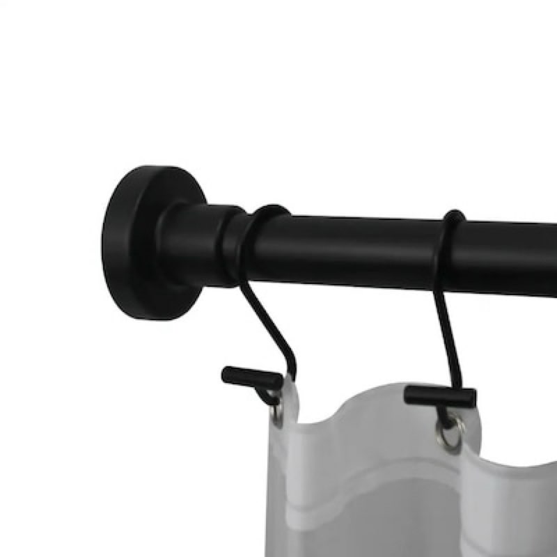 allen + roth 42-in to 72-in black matte tension single straight adjustable shower curtain rod