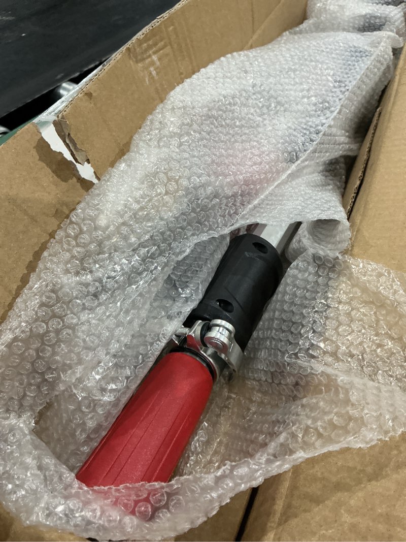 Condition photo showing As Is for mzk 20v max 23-inch cordless pole hedge trimmer attachment, 8-feet reach, electric hedge trimmer with extension pole, multi-angle (two batteries and charger included)(red black) 22in