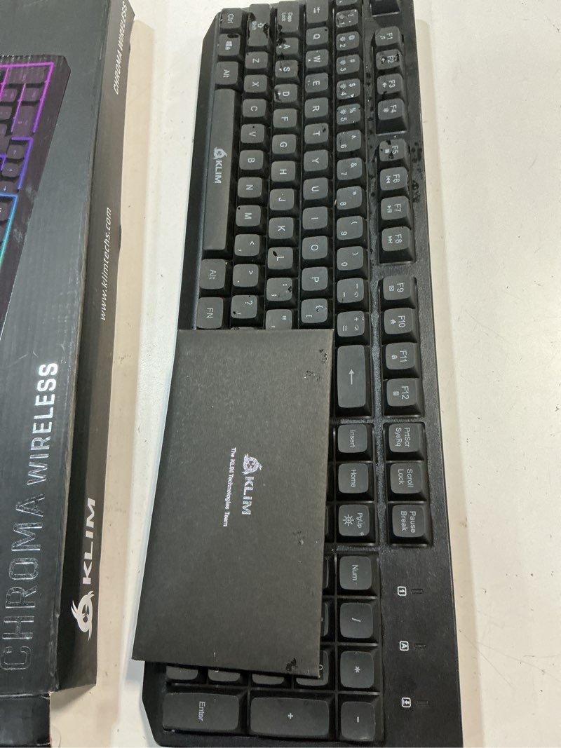 Condition photo showing As Is for klim chroma wireless keyboard – rgb backlit gaming, rechargeable battery, pc keyboard, durable & water-resistant, compatible with ps4, ps5 & mac - black