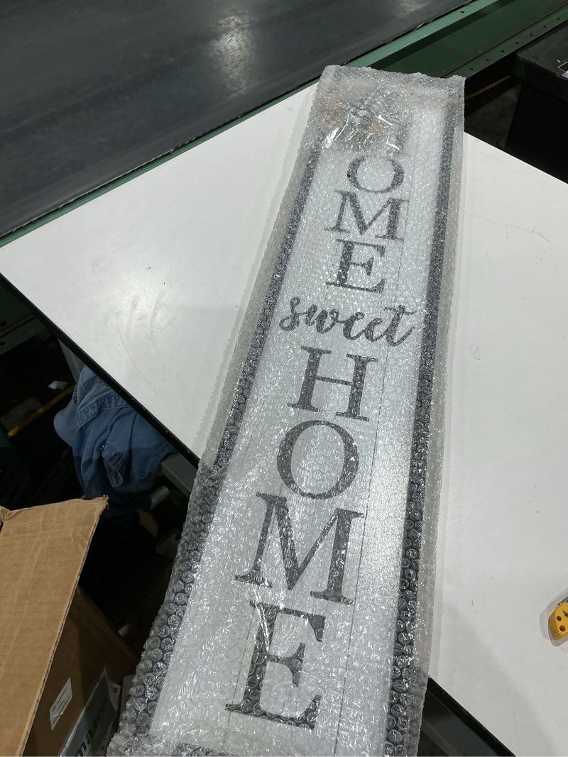 Condition photo showing Good Condition for outdoor 2in1 welcome sign for front door home sweet home sign for farmhouse tall outdoor front porch standing 2 sided 45"x9" large vertical leaner rustic outside decor (black) 45l" x 9w" outdoor 2in1 welcome (black)