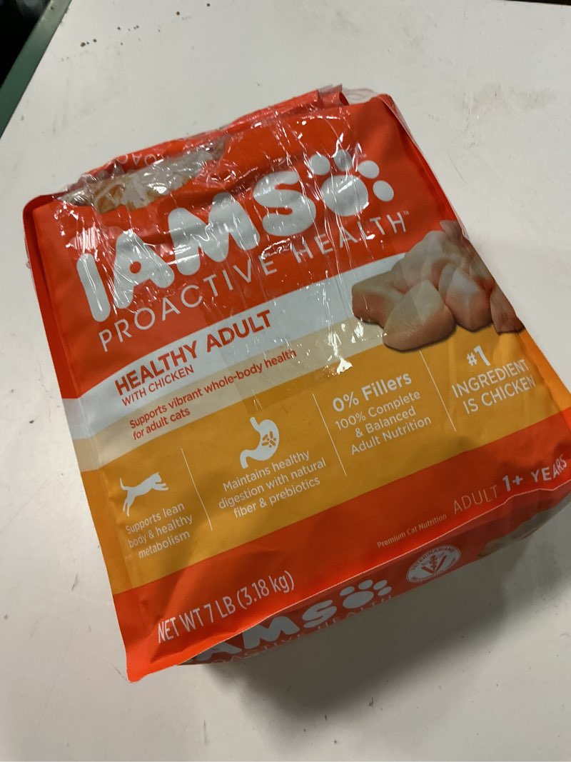 Condition photo showing As Is for iams proactive health adult original chicken dry cat food 5.7 lb