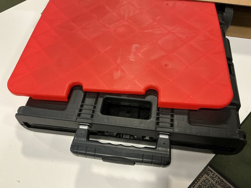 Condition photo showing As Is for MaxWorks 50830 Collapsible Black Rolling Folding Dolly Cart for Teachers - Multi-Functional Teacher 