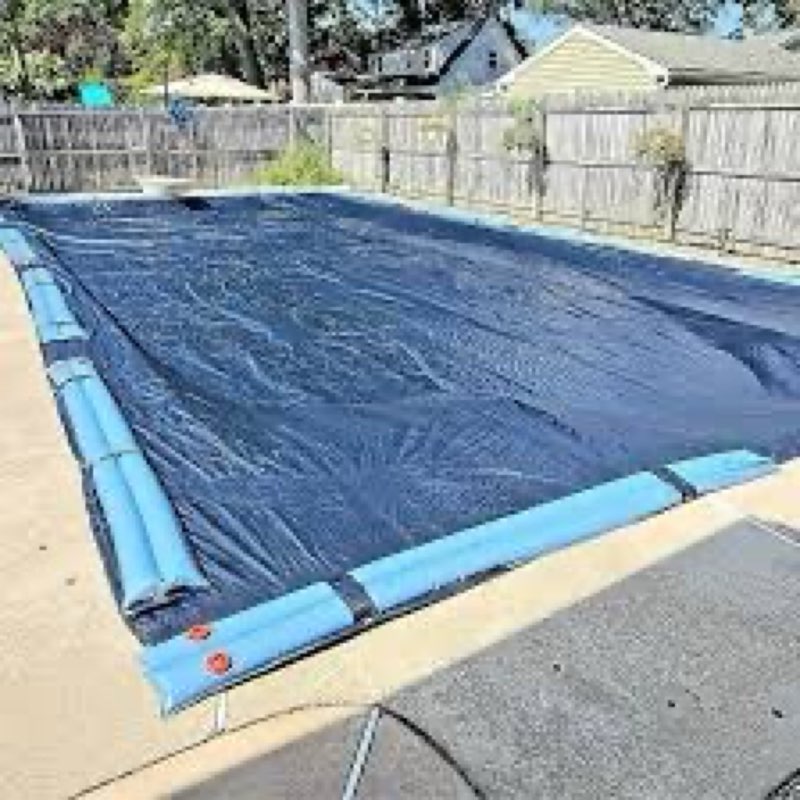winter block inground pool winter cover, fits 16â€™ x 32â€™ rectangle, solid blue â€“ superior strength & durability, treated for uv protection, wc1632re, 16' x 32'