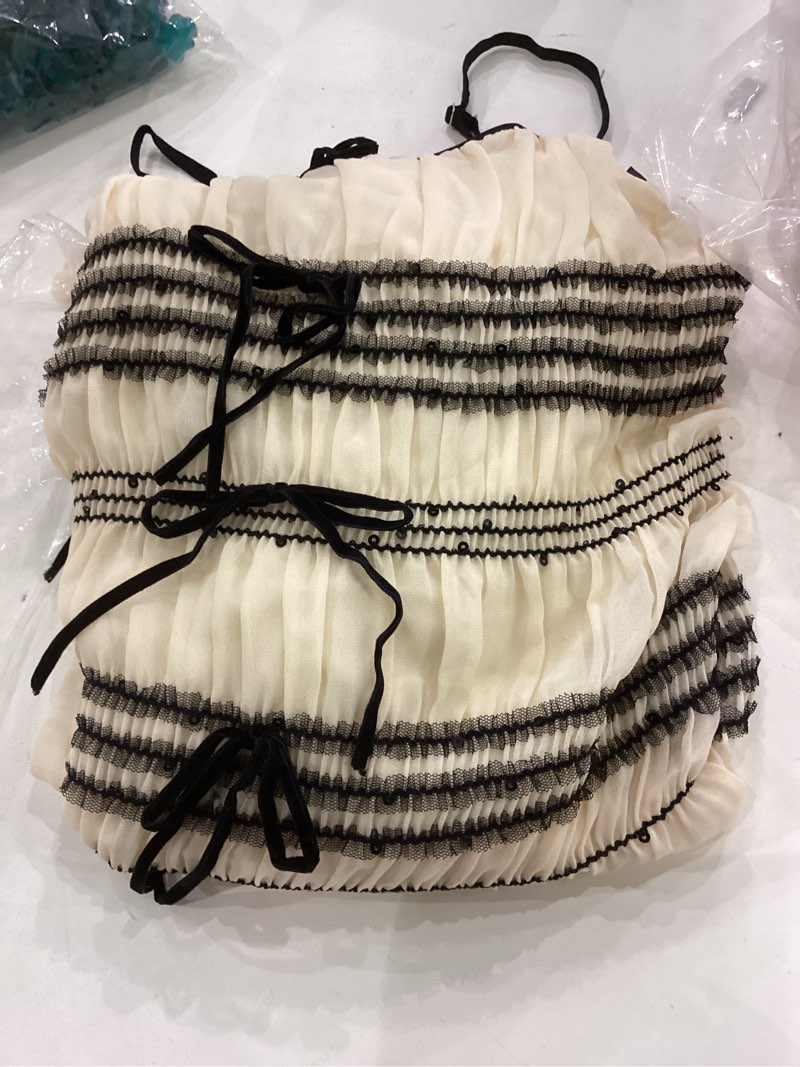 Condition photo showing Good Condition for Forever 21 Womens Striped Organza Cami Maxi Dress Large White