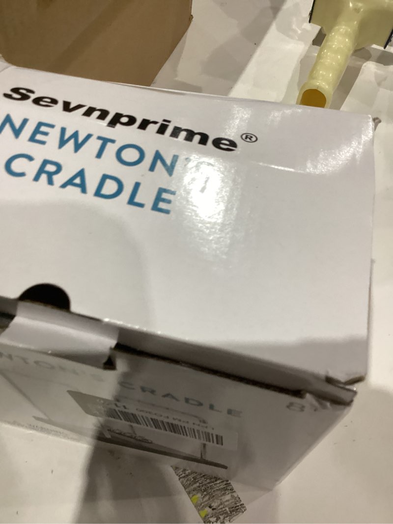 Condition photo showing As Is for 5 Large Beads Newton's Cradle Balance Balls Desk Toys Office Decorations with Black Wooden Base Desk Balance Balls Fun Science Physics Toys for Office/Bedroom/Living Room