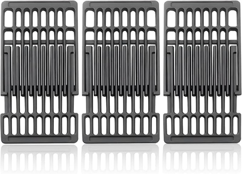 adjustable cast iron grill grates, universal cooking grid grates replacement for gas eletric grill, extends