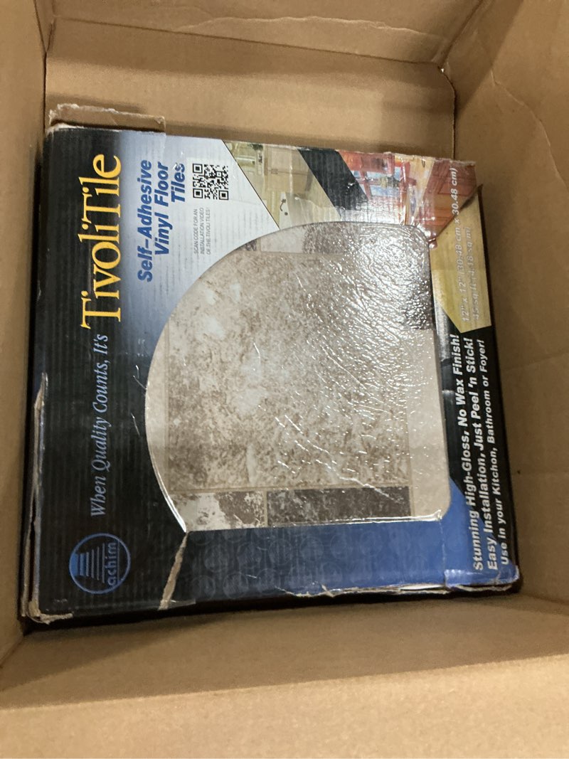 Condition photo showing Good Condition for tivoli self adhesive vinyl floor tiles, 45 tiles - 12" x 12", marble blocks - peel & stick, diy flooring for kitchen, dining room, bedrooms, basements & bathrooms by achim home decor