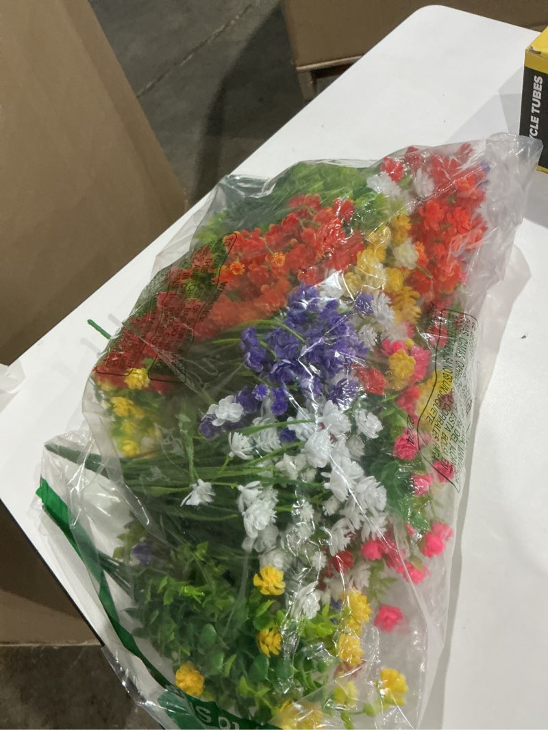 Condition photo showing Good Condition for agirl 24 bundles artificial flowers outdoor,no fade fake plastic flowers faux plants for decoration hanging planters indoor outside garden porch window box home farmhouse wedding 6 mix colors 24 pcs