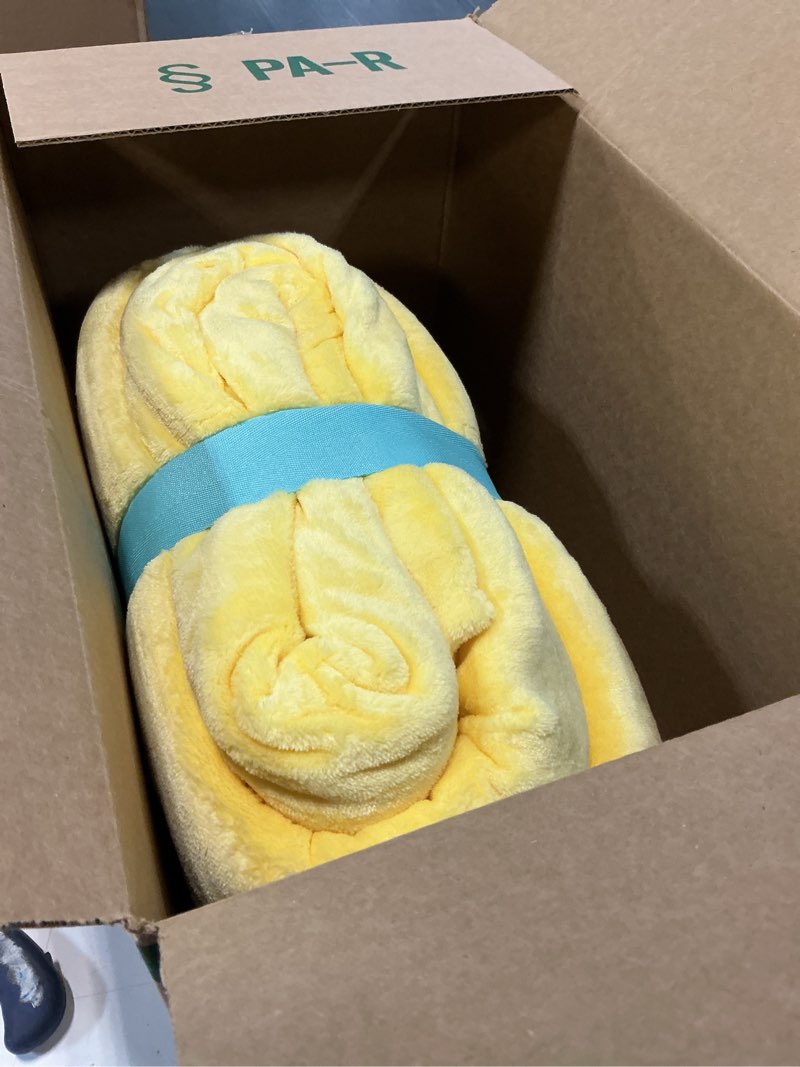 Condition photo showing Good Condition for martha stewart - queen size blanket, ultra-soft plush fleece throw blanket with double-needle stitching, 350 gsm, medium weight bedding for bed or couch (bedford solid yellow) queen bedford solid yellow