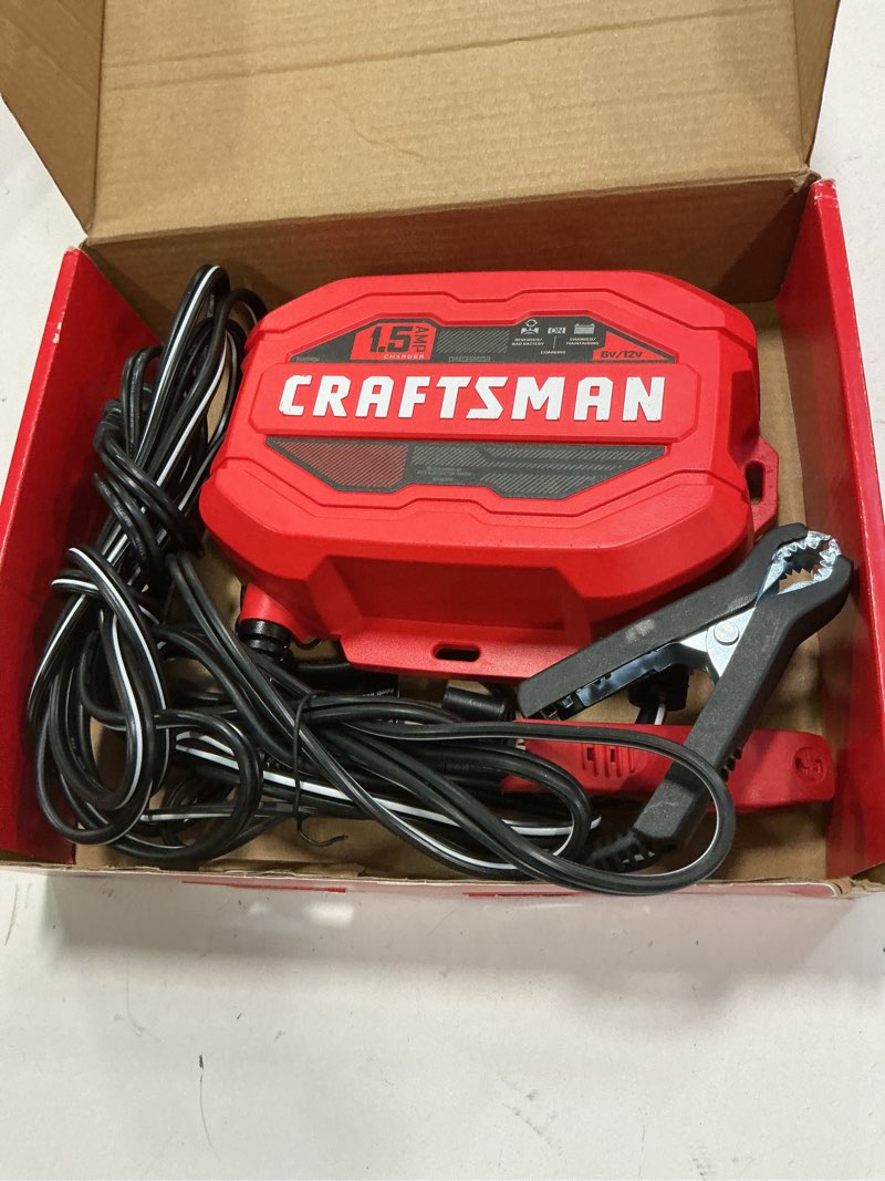 Condition photo showing New/Like New for CRAFTSMAN 3-in-1 Fully Automatic Automotive Battery Charger, Maintainer, and Desulfator, CMXCESM259, 1.5 Amps, 6 Volt & 12 Volt, for Power Sport, Motorcycle, Car, and Boat Batteries