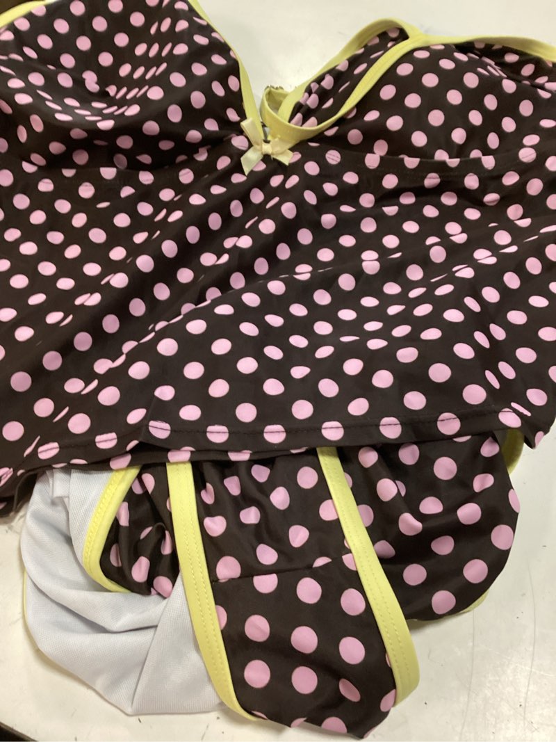 Condition photo showing New/Like New for milumia women's plus size cute tankini swimsuits y2k gingham bathing suit | two piece suits,v-neck,tummy control,adjustable spaghetti strap?swimsuits for curvy women 3x-large plus brown