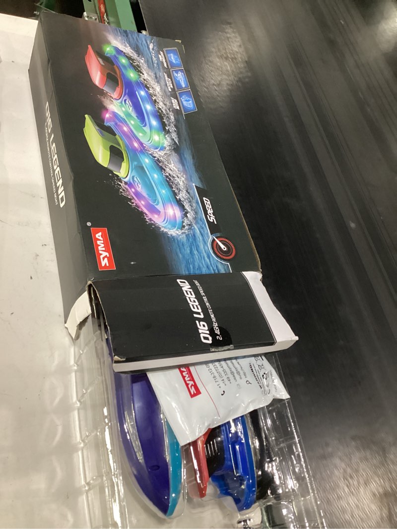 Condition photo showing Good Condition for syma 2 pack rc boats for kids, remote control boats for pool, 7-mode led light up & water spray, up to 40 min total (2 batteries), 2.4ghz 164 ft range, gift for boys & girls