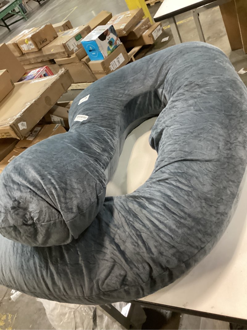 Condition photo showing Good Condition for Pregnancy Pillow, Full Body 57 Inch Maternity Pillow with Removable Washable Cover - Sleep Support for Legs, Back, Neck, Shoulder, HIPS, Belly for Pregnent Women, Black Grey Velvet Cover Black-grey Velvet