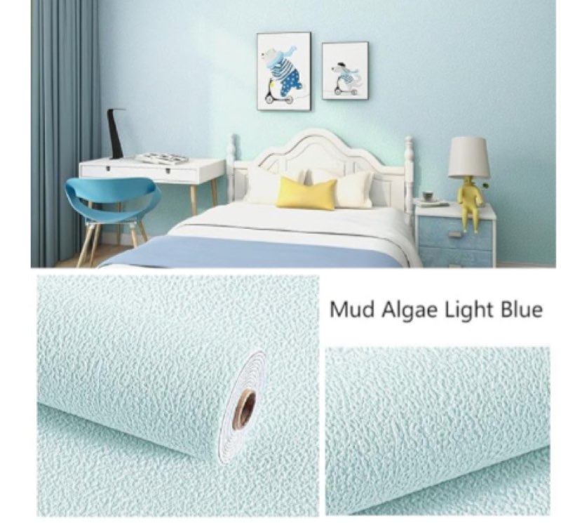 (Color is cyan) ELEGANTZ Textured Peel & Stick Wallpaper – 20\\\"×394\\\" Self?Adhesive, Fabric?Look Wall & Cabinet Covering – Waterproof, Removable, Modern Woven?Style Décor for Home & Office 