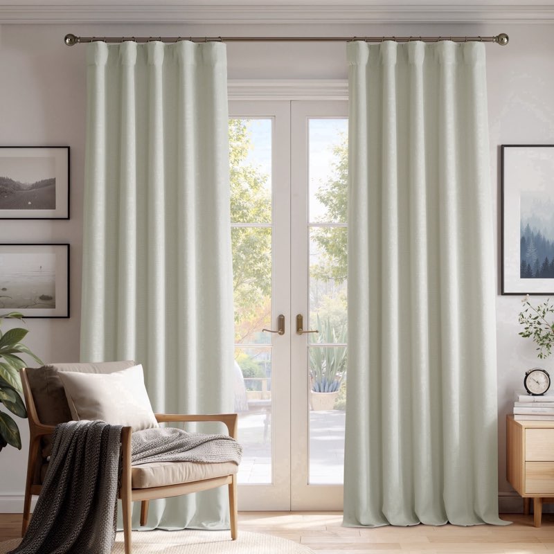 faux linen blackout curtains for bedroom 84 inches long, thermal insulated light blocking window drapes, back tab and rod pocket 52\" w x 84\" l (2 panels set), natural 52\"w x 84\"l (pack of 2