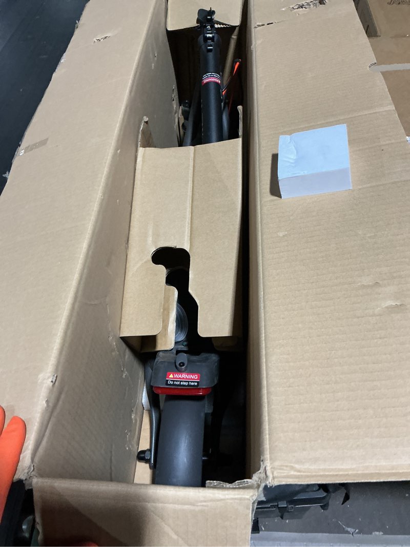 Condition photo showing As Is for electric scooter, 300w scooter with suspension,15.5mph,11miles range,7500mah battery,comfortable riding, widened deck 15.5mph-300w-front suspension