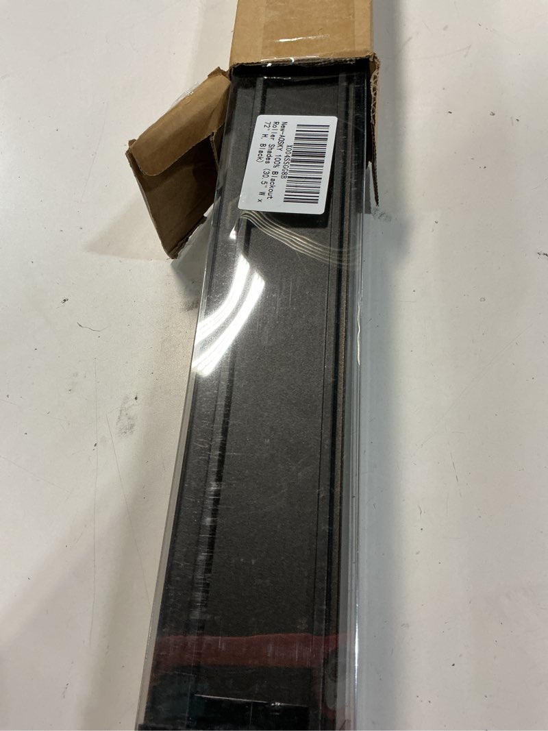 Condition photo showing Good Condition for aosky blackout roller shades cordless blinds for windows, free-stop shades with valance, thermal insulated fabric, uv protection, natural woven blinds for home and office (30.5" w x 72" h, black) black 30.5"w x 72"h