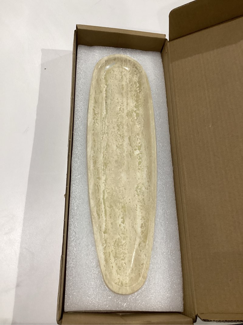 Condition photo showing New/Like New for Natural Marble Tray – Real Stone for Bathroom, Vanity, Counter, and Home Decor. Perfect for Jewelry, Candles, and Cosmetics. Durable, Elegant, and Unique Made of Real Stone?Travertine? Beige