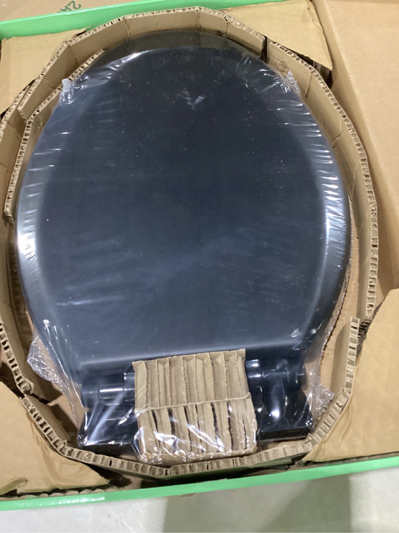 Condition photo showing Good Condition for toilet seat, slow close, soft touch, ultra-smooth matte finish (no orange-peel texture), premium moulded wood, quick release, piklids (black, elongated) black elongated
