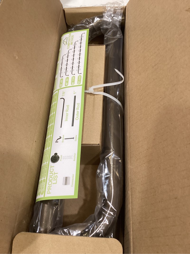 Condition photo showing New/Like New for Bronze Wrap Around Curtain Rods 28 to 48 Inch:Blackout Heavy duty Adjustable Window Curtain Rod for Bedroom,Industrial Darkening Curved French Metal Single Drapery Rods Set Easy Install,Brown 28-48" Bronze