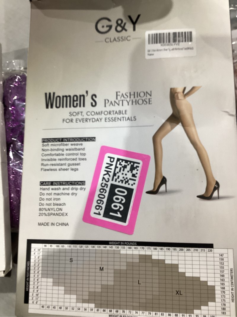 Condition photo showing New/Like New for G&Y 3 Pairs Women's Sheer Tights - 20D Control Top Pantyhose with Reinforced Toes Small White