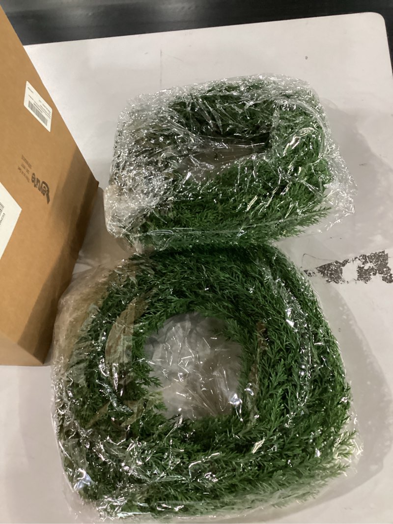 Condition photo showing New/Like New for Zeyune 8 Pcs Christmas DIY Green Wreath 14 Inch Artificial Christmas Wreaths Faux Plain Wreaths for Decorating Front Door Window Room Farmhouse Xmas Party Indoor Outdoor (Elegant Style)