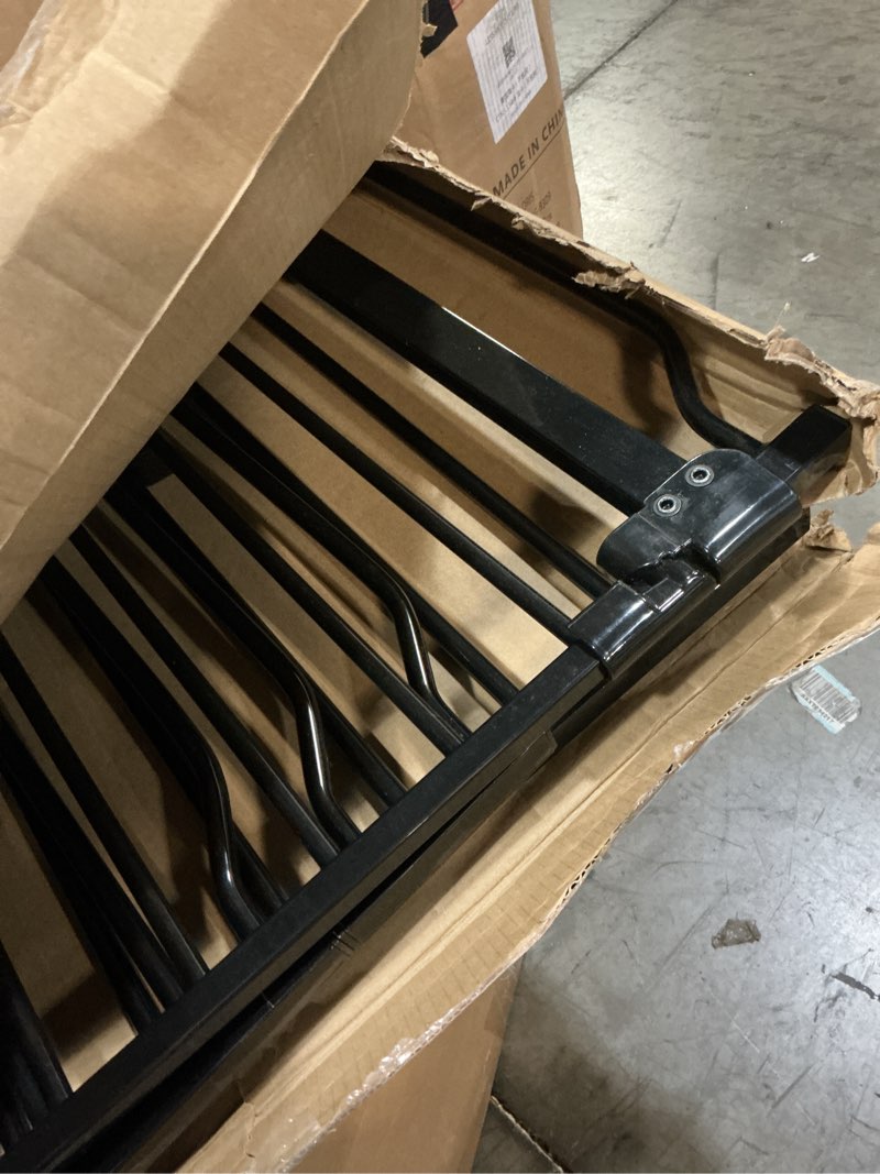 Condition photo showing As Is for extra wide 76.4-81 inch large baby gates for stairs, doorways - no drilling, pressure mounted pet gates for kids & dogs black 76.3"-81"/194-206cm