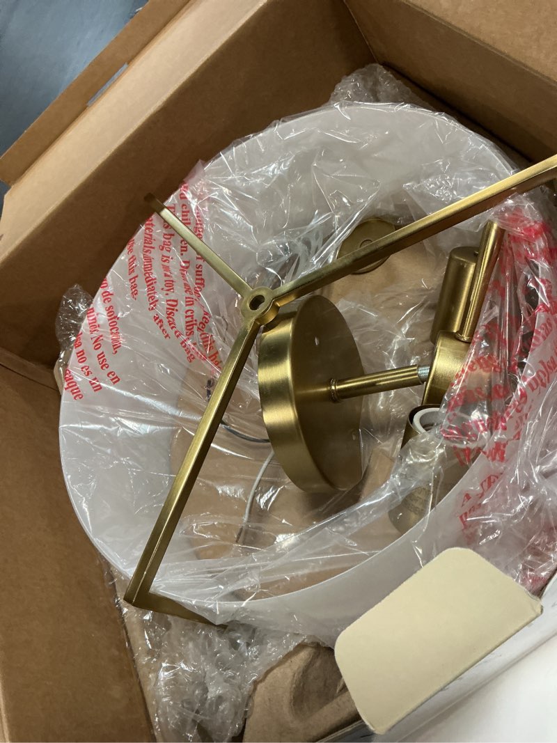 Condition photo showing Good Condition for allen + roth fowler 2 -light 13.25-in brushed gold semi flush mount light