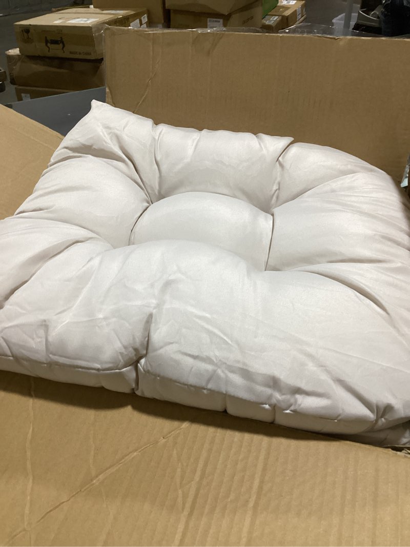 Condition photo showing Good Condition for sweet home collection patio cushions outdoor chair pads premium comfortable thick fiber fill tufted 19" x 19" x 5" seat cover, 2 pack, cream cream 2 pack classic