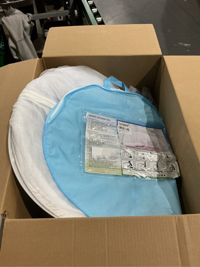 Condition photo showing New/Like New for ammer pop up mosquito net tent for beds, portable foldable mosquito netting folding design with net bottom,2 entries,suit for twin to king size bed (79x71x59inch) white