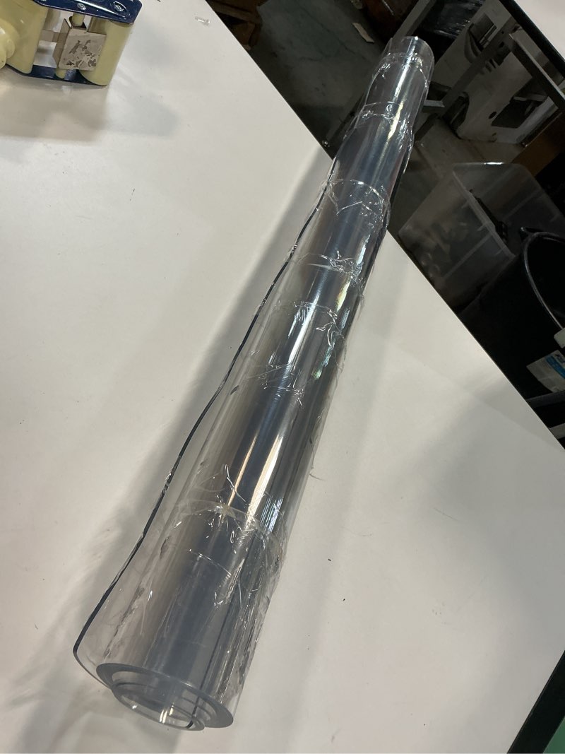 Condition photo showing As Is for Wadrac 24x36 Clear Plastic Table Protector for Dining Room PVC Tablecloth Cover Glass Vinyl Easy Clean Non Slip Furniture Topper Pad for Children Writing Desk Coffee Mat Oblong Rectangular Clear Color Rectangle Shape 1.5mm Thick 24" x 36" (Oval Rectangle)