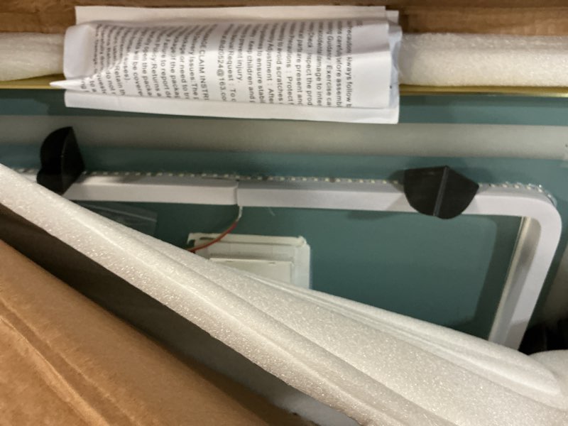 Condition photo showing New/Like New for led bathroom mirrors with lights,24"x36"black arched mirror for bathroom,fogless,3 colors dimmable,anti-fog,wall mounted lighted vanity mirror,gold brushed gold 35.4"l x 23.6"w