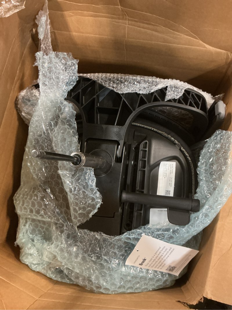 Condition photo showing As Is for black haworth breck office chair - ergonomic desk seat with height-adjustable lumbar support, black trim, and 4d-arms (coal) coal black trim